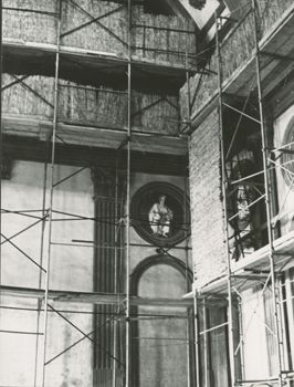 Scaffolding inside the Pazzi Chapel, Santa Croce