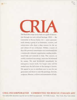 Advertising poster (material) for  the  fund raising campaign of CRIA
