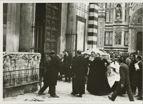 The Archbishop of Florence visits Baptistery after the flood