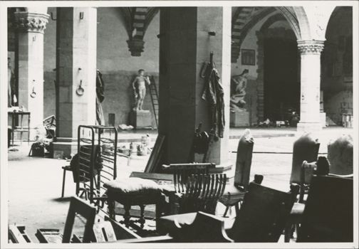 Furniture drying in the courtyard of the Bargello