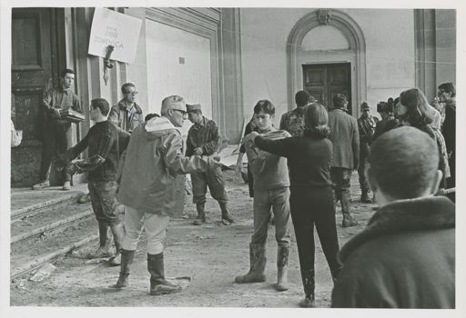 Volunteers rescuing documents